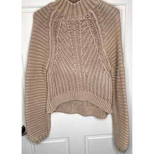 Free People Women's Sweetheart Sweater Sz XS Boho Rib-Knit Oversized Distressed